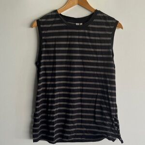 Black and Gray Striped Sleeveless Top